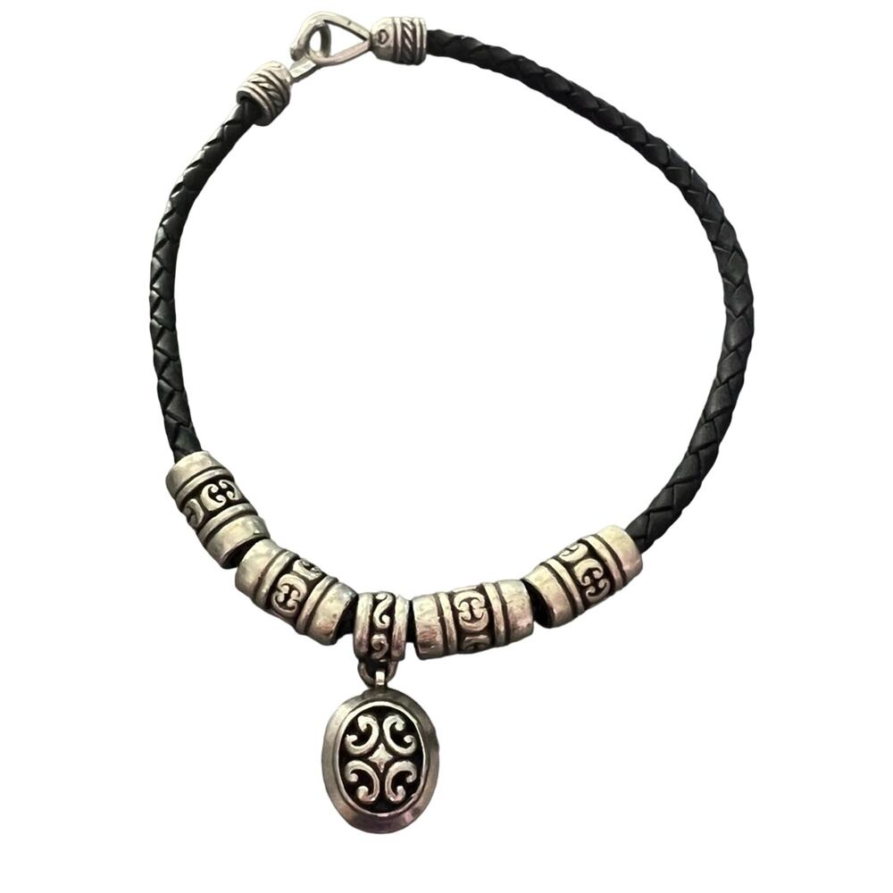 Brighton Leather Silver Tone Pendant Necklace
